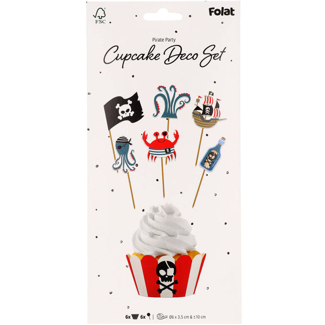 Cupcake Decoratie Set - Pirate Party - 6 sets