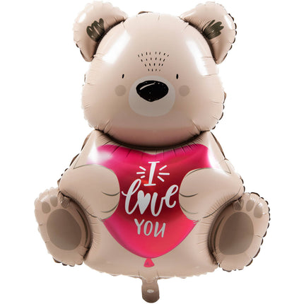 Folieballon - Ombre Love - Bruine beer "I love you" - 56 cm