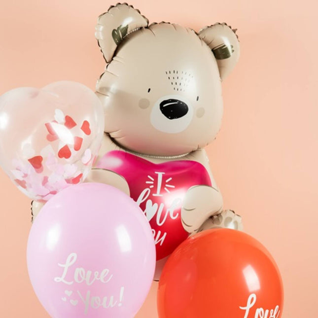 Folieballon - Ombre Love - Bruine beer "I love you" - 56 cm