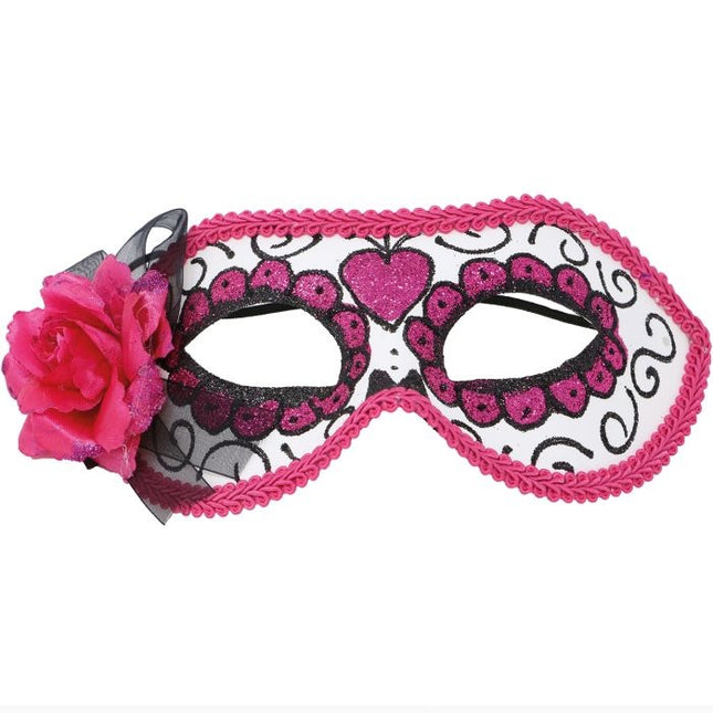 Halloween Day Of The Dead Masker Roze