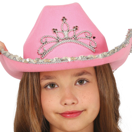 Pink felt cowboy hat, children