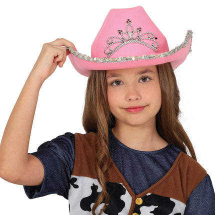 Pink felt cowboy hat, children