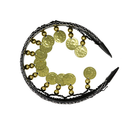 Headband whit gold coins black, adults