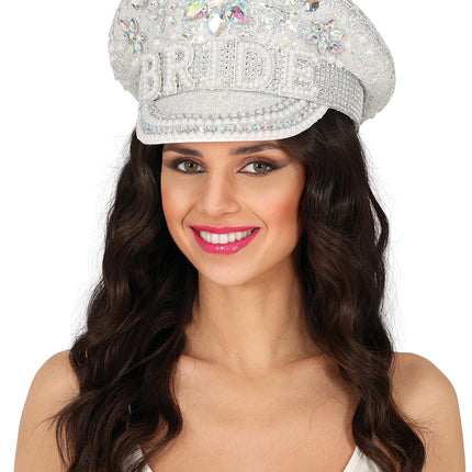 Bride captain hat with jewels, adults