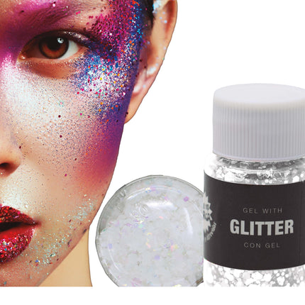 Witte Glitter Gel 20g