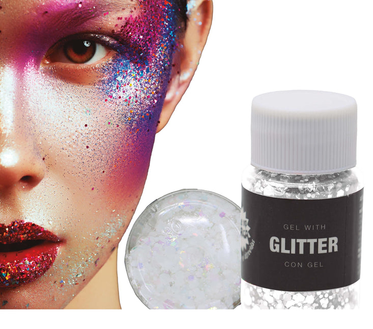 Witte Glitter Gel 20g