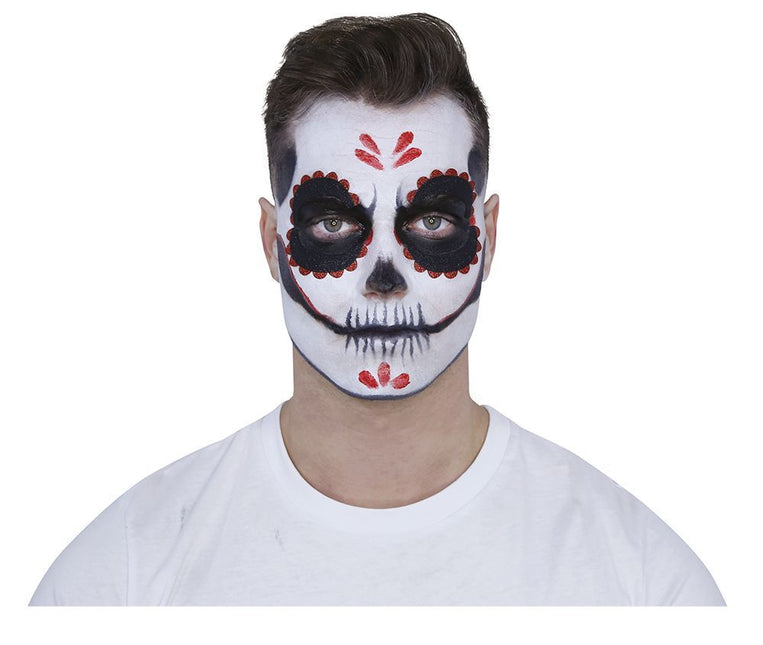 Make-Up Set Day Of The Dead Zwart Rood 8 delig