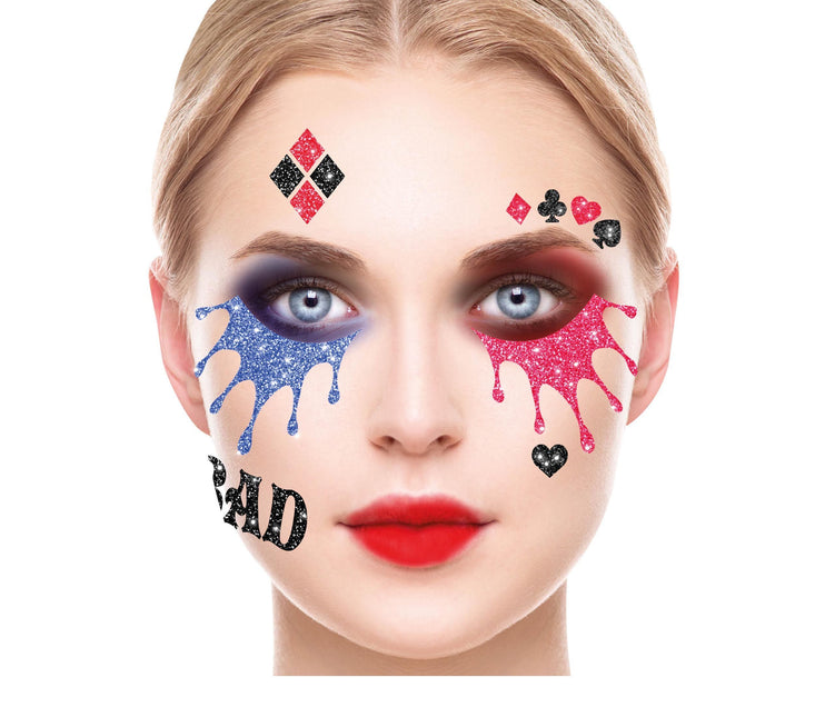 Gezicht Stickers Harley Quinn Glitter 20cm