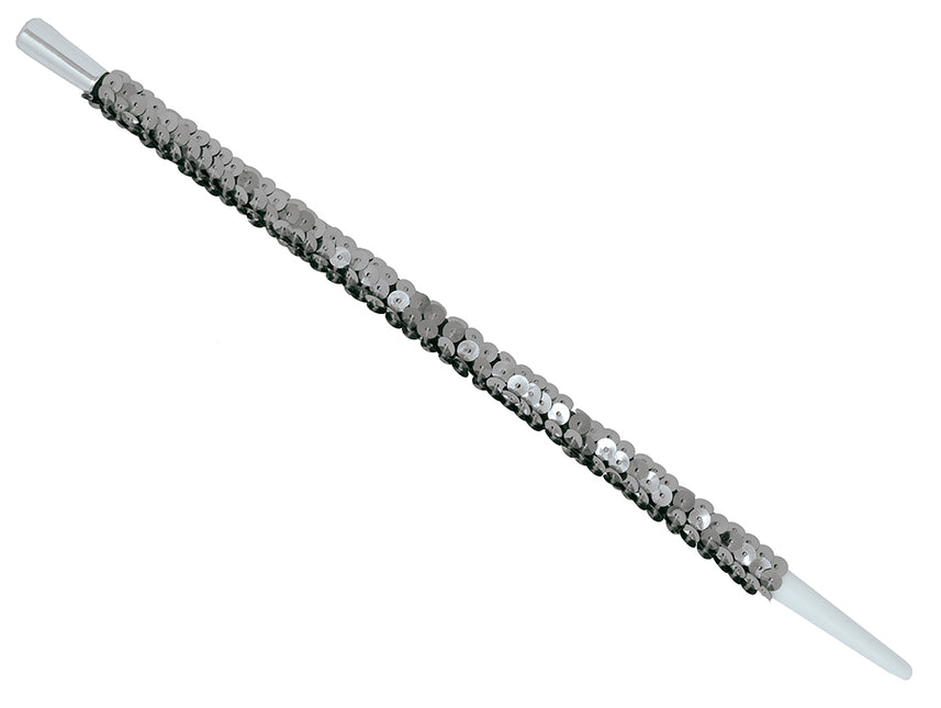 Sequinned charleston cigarrete holder, 30 cms 20s cigarette holder silver sequin, 30cm