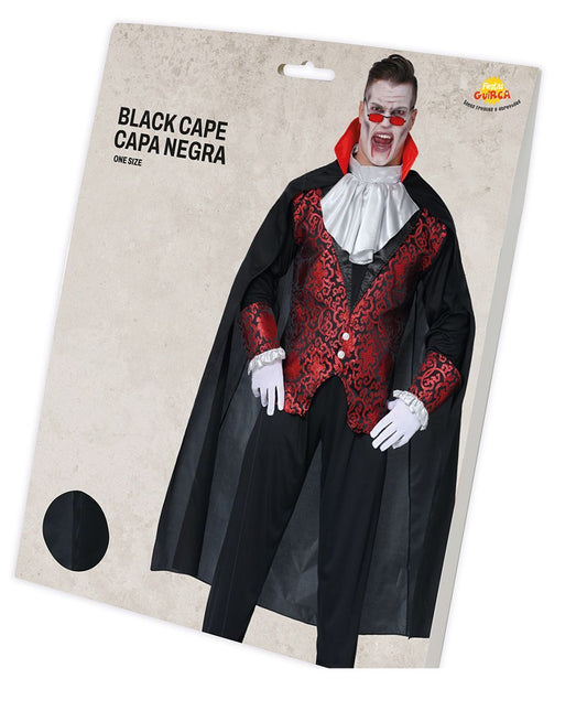 Halloween Zwarte Cape 1,4m