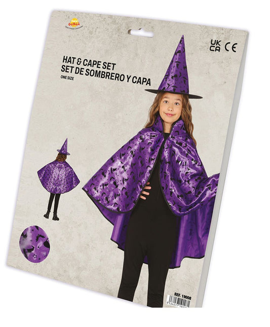 Halloween Verkleedset Paars Meisje Heks 2 delig