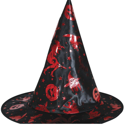 Halloween Verkleedset Zwart Rood Meisje Heks 2 delig