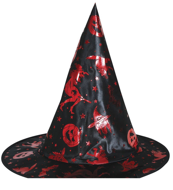 Halloween Verkleedset Zwart Rood Meisje Heks 2 delig