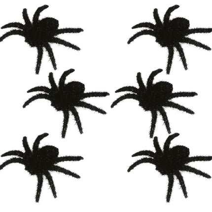 Halloween Decoratie Spinnen 6cm 6 delig