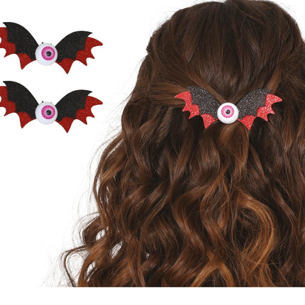 Halloween Haarclip Vleermuis 10cm 2st