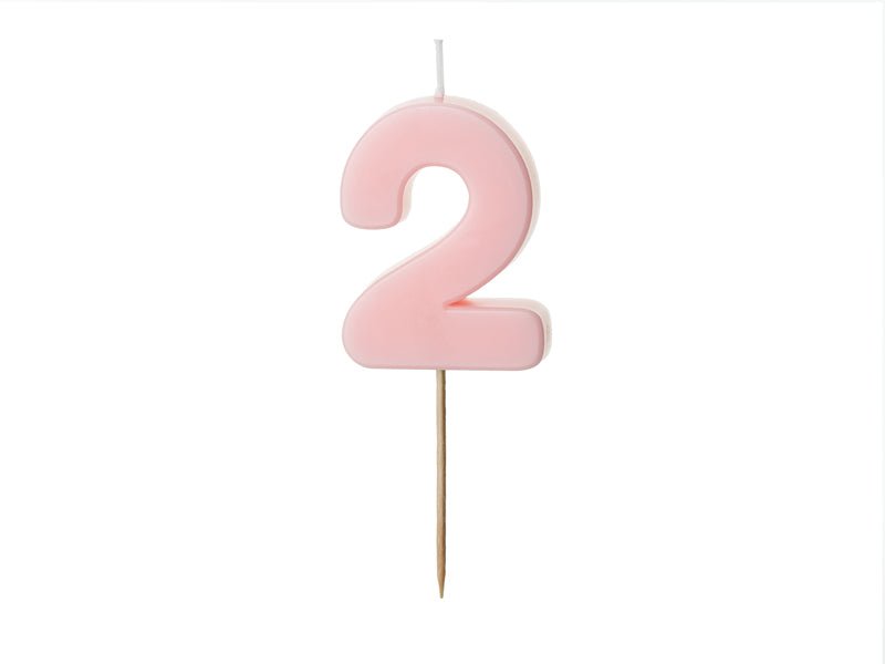 2 Jaar Kaars Lichtroze 5,5cm - Partywinkel - 5904555038776