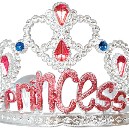 Silver princess tiara with gemstones, children