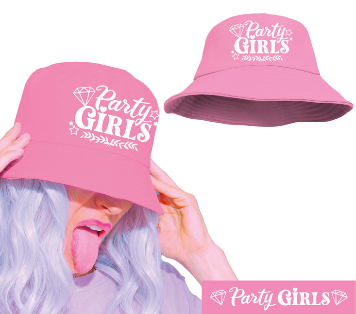 Pink party girls bucket hat, adults