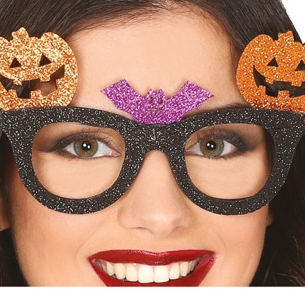 Halloween Bril Pompoen Glitter