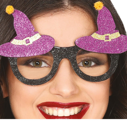 Halloween Bril Hoed Glitter