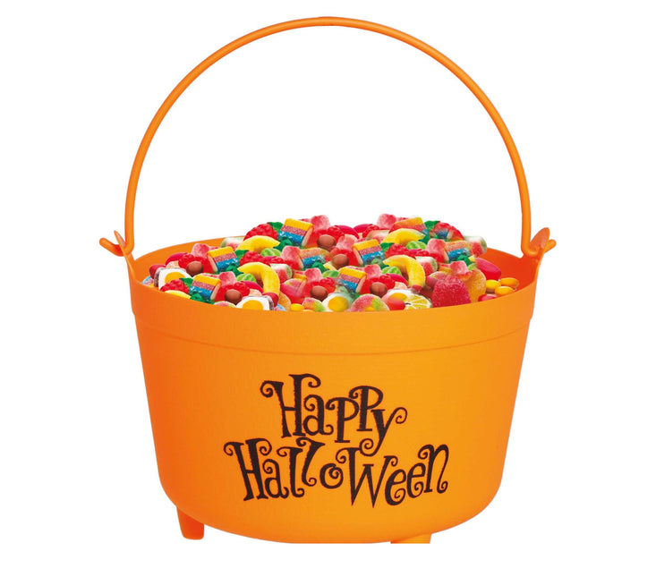 Oranje Halloween Snoep Emmer Happy Halloween 30cm