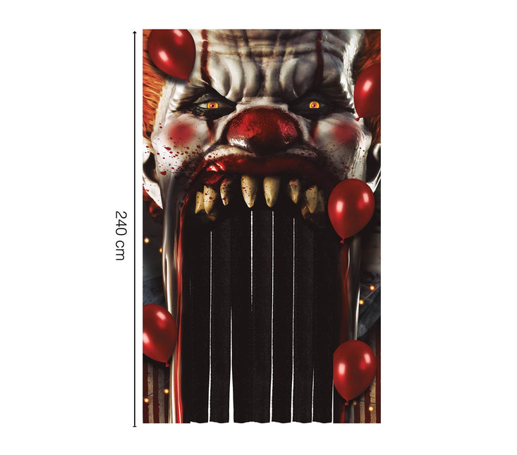 Halloween Deurgordijn Horror Clown 2,4m