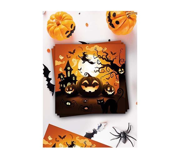 Halloween Servetten Pompoen 33cm 12st