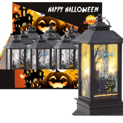 Zwarte Halloween Lantaarn Met Licht 12,5cm