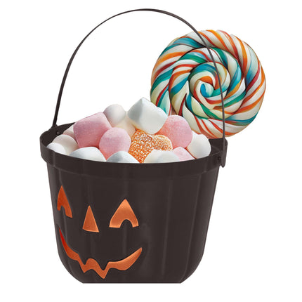 Zwarte Halloween Snoep Emmer Pompoen 20cm