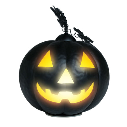 Halloween Decoratie Zwart Pompoen Met Licht 16cm