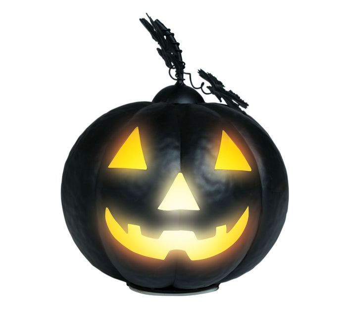 Halloween Decoratie Zwart Pompoen Met Licht 16cm