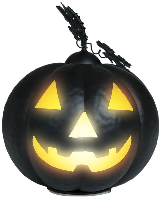 Halloween Decoratie Zwart Pompoen Met Licht 16cm