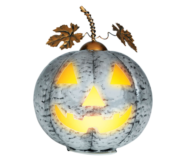 Halloween Decoratie Zilver Pompoen Met Licht 16cm