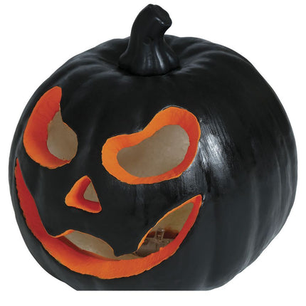 Halloween Tafeldecoratie Zwart Pompoen Met Licht 16cm