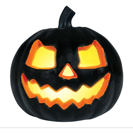 Halloween Tafeldecoratie Zwart Pompoen Met Licht 20cm