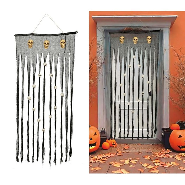 Halloween Gordijn met Schedels 1,8m