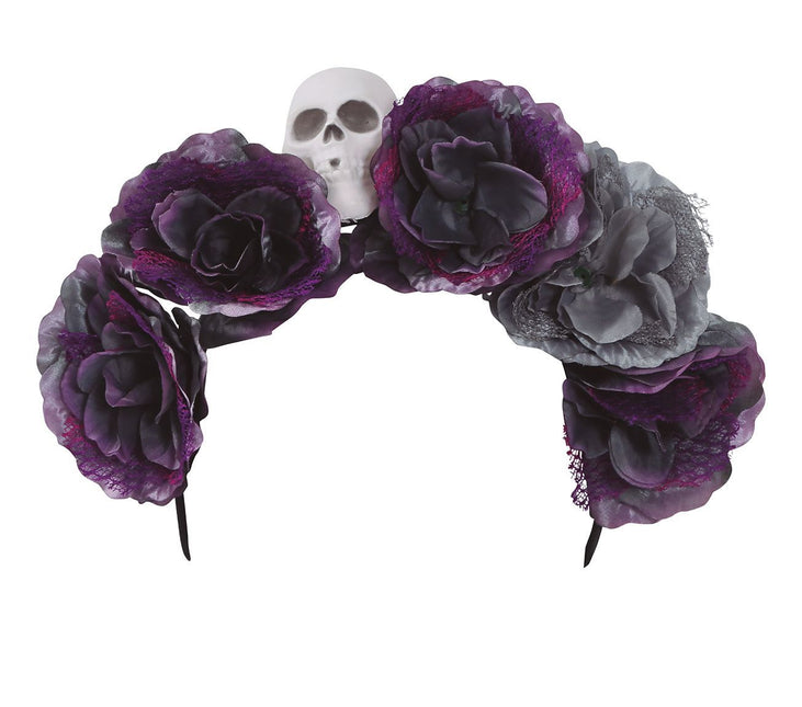 Halloween Tiara Bloemen Grijs