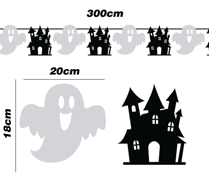 Halloween Slinger Zwart Wit 3m