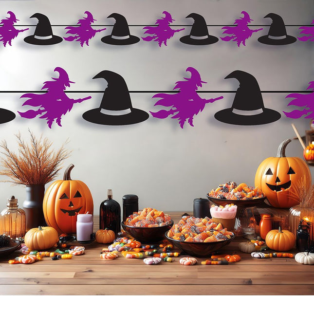 Halloween Slinger Zwart Paars Heksen 3m