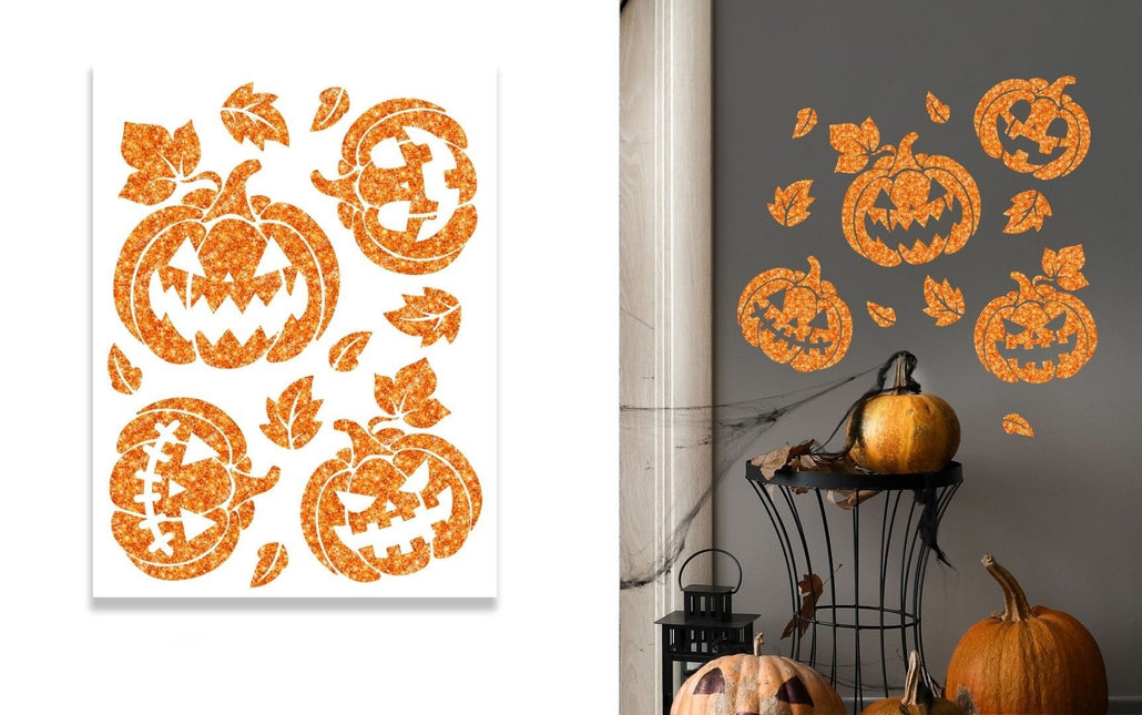 Halloween Wanddecoratie Stickers Pompoenen 11 delig