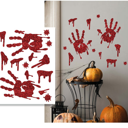 Halloween Muursticker Bloederige Handafdrukken 40cm