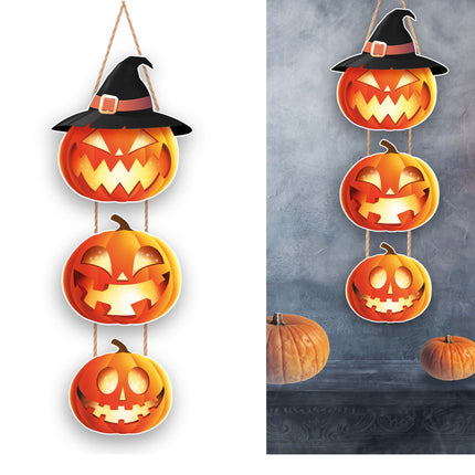 Halloween Hangdecoratie Pompoenen Bord 64cm