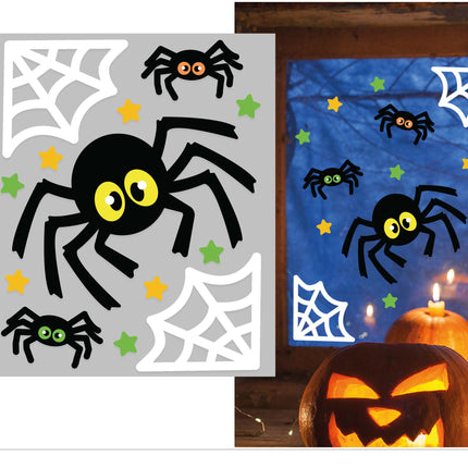 Halloween Raamsticker Spinnen En Spinnenweb 25cm