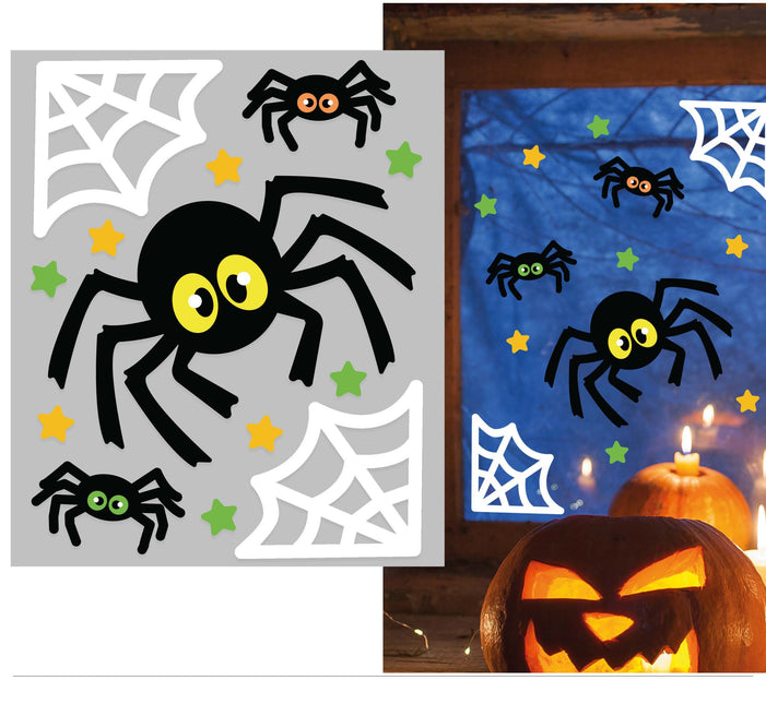 Halloween Raamsticker Spinnen En Spinnenweb 25cm