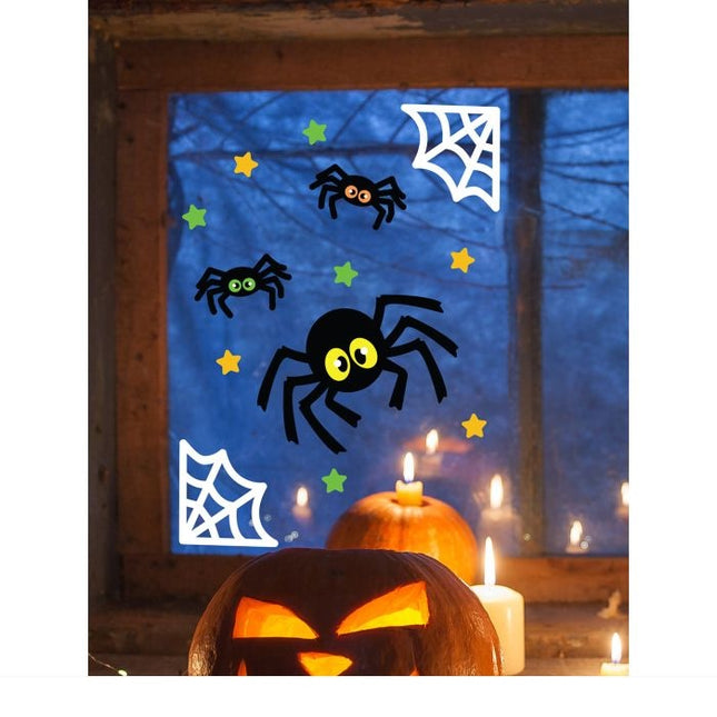 Halloween Raamsticker Spinnen En Spinnenweb 25cm