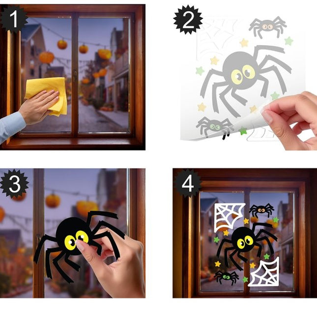 Halloween Raamsticker Spinnen En Spinnenweb 25cm