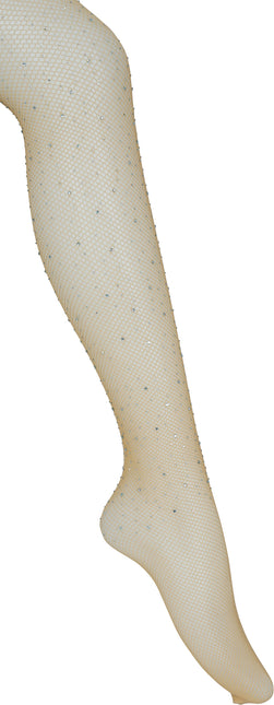 Tights small mesh with rhinestones Beige