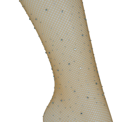 Tights small mesh with rhinestones Beige