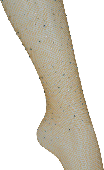 Tights small mesh with rhinestones Beige