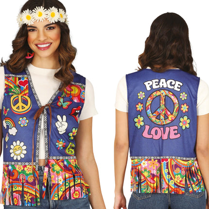 Peace & love hippie vest, adults